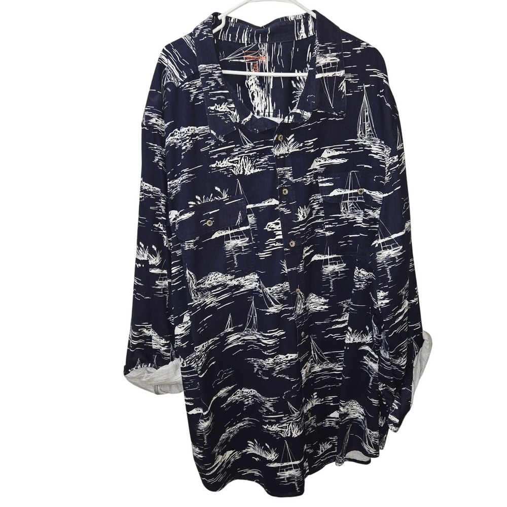 Boulder Creek Nautical Print Heavyweight Shirt Men's 5XLT Big & Tall